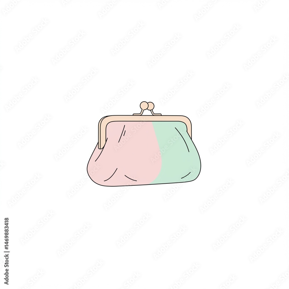 Obraz premium Pastel Pink and Mint Green Coin Purse Illustration