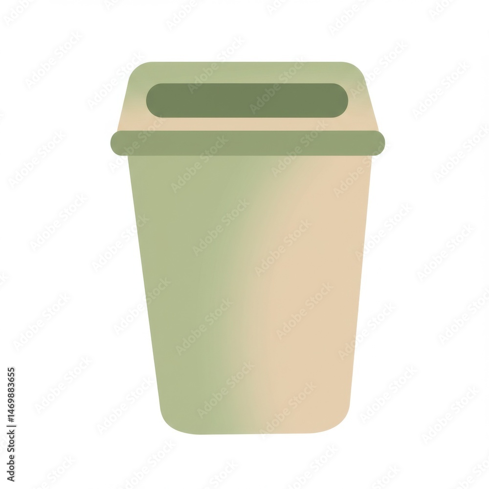 Beige and Green Rectangular Trash Can Illustration Beige and Green Rectangular Trash Can Illustration