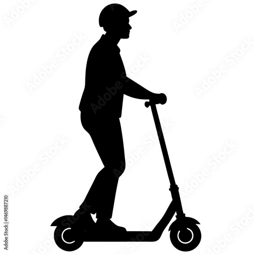 man on scooter black vector isolated