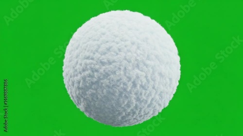 ふわふわ雪玉 緑背景で際立つ質感 美しい球体