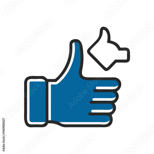 Blue thumbs-up icon representing approval and positivity  