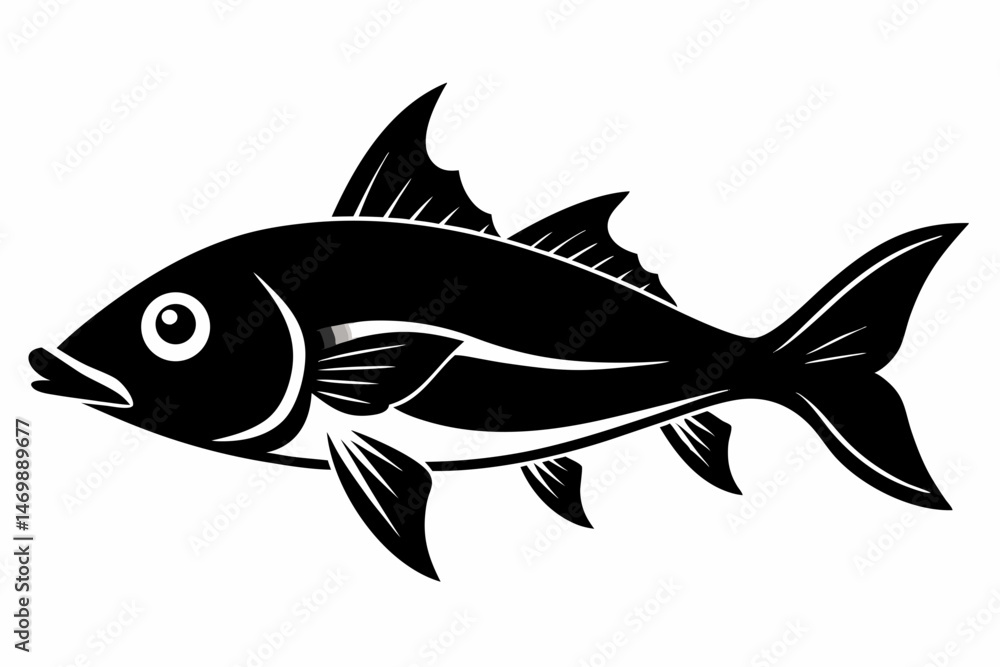 Fototapeta premium jackfish sihouette black vector