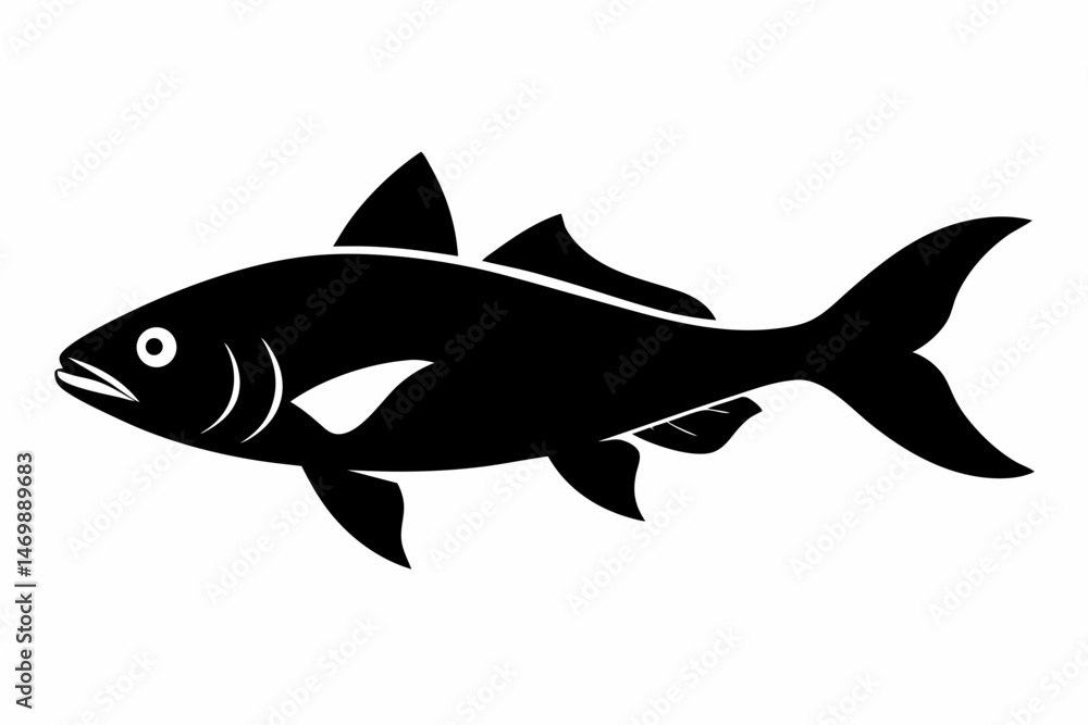 Fototapeta premium jackfish sihouette black vector