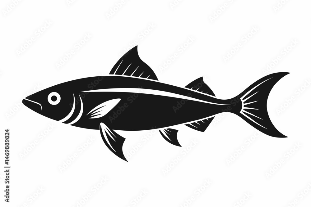 jackfish sihouette black vector jackfish sihouette black vector
