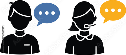 Connecting You Instant Support Solutions male and female icons in vector illustration