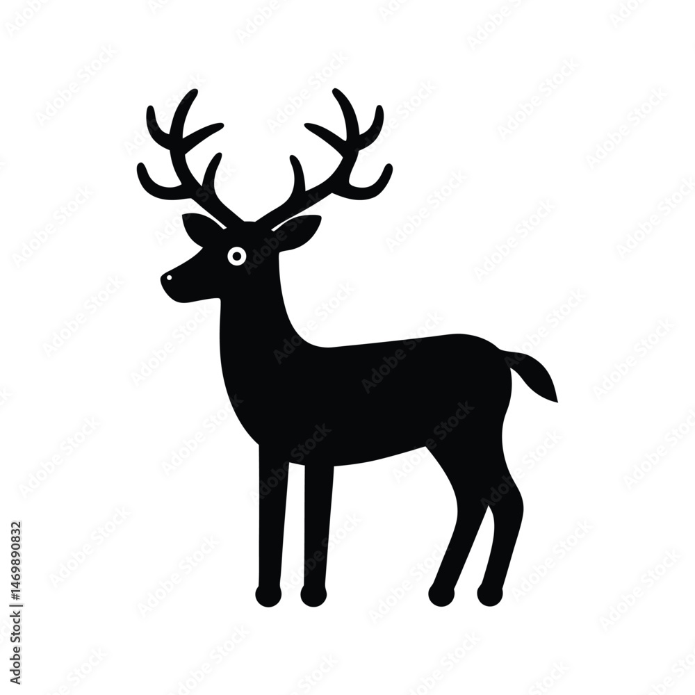 Fototapeta premium Reindeer Antlers Christmas Vector Silhouette