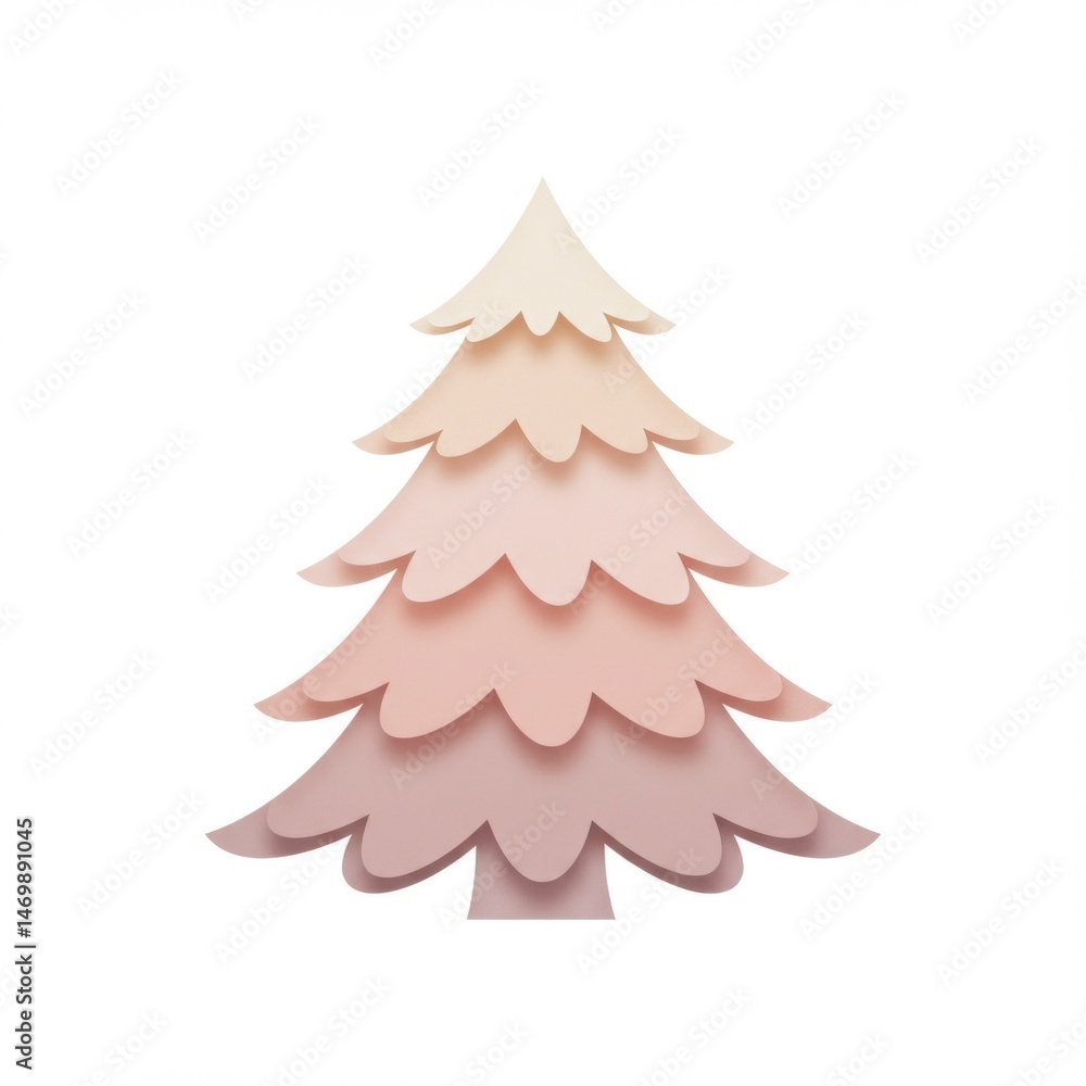 Obraz premium Pastel Pink Christmas Tree Illustration