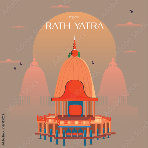 Traditional Indian Rath Yatra Poster Design – Lord Jagannath, Balabhadra, Subhadra