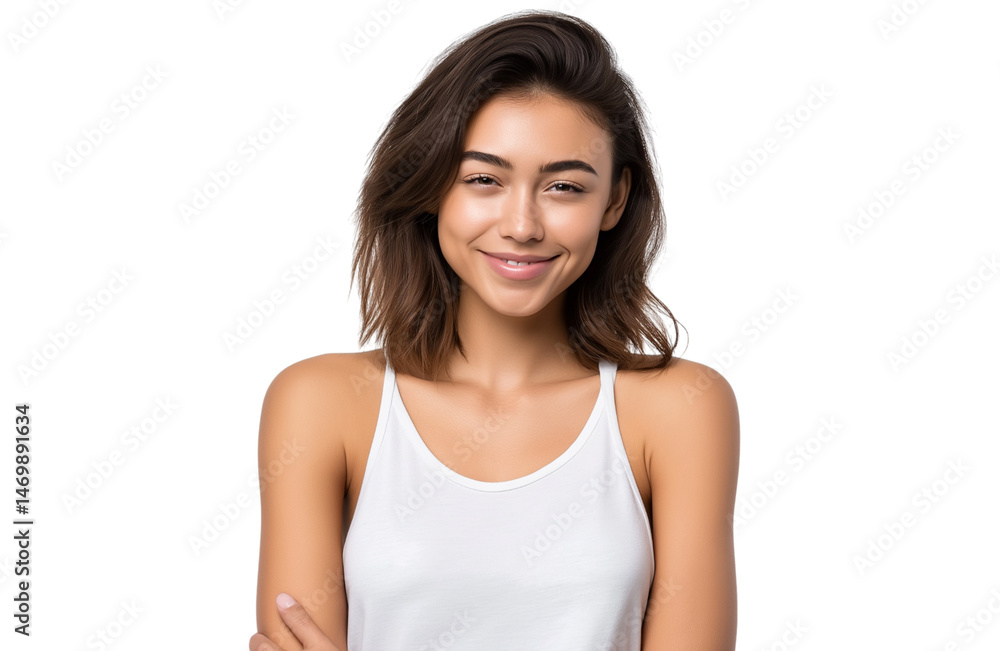 Young woman smiling with happy expression isolated on white background Young woman smiling with happy expression isolated on white background