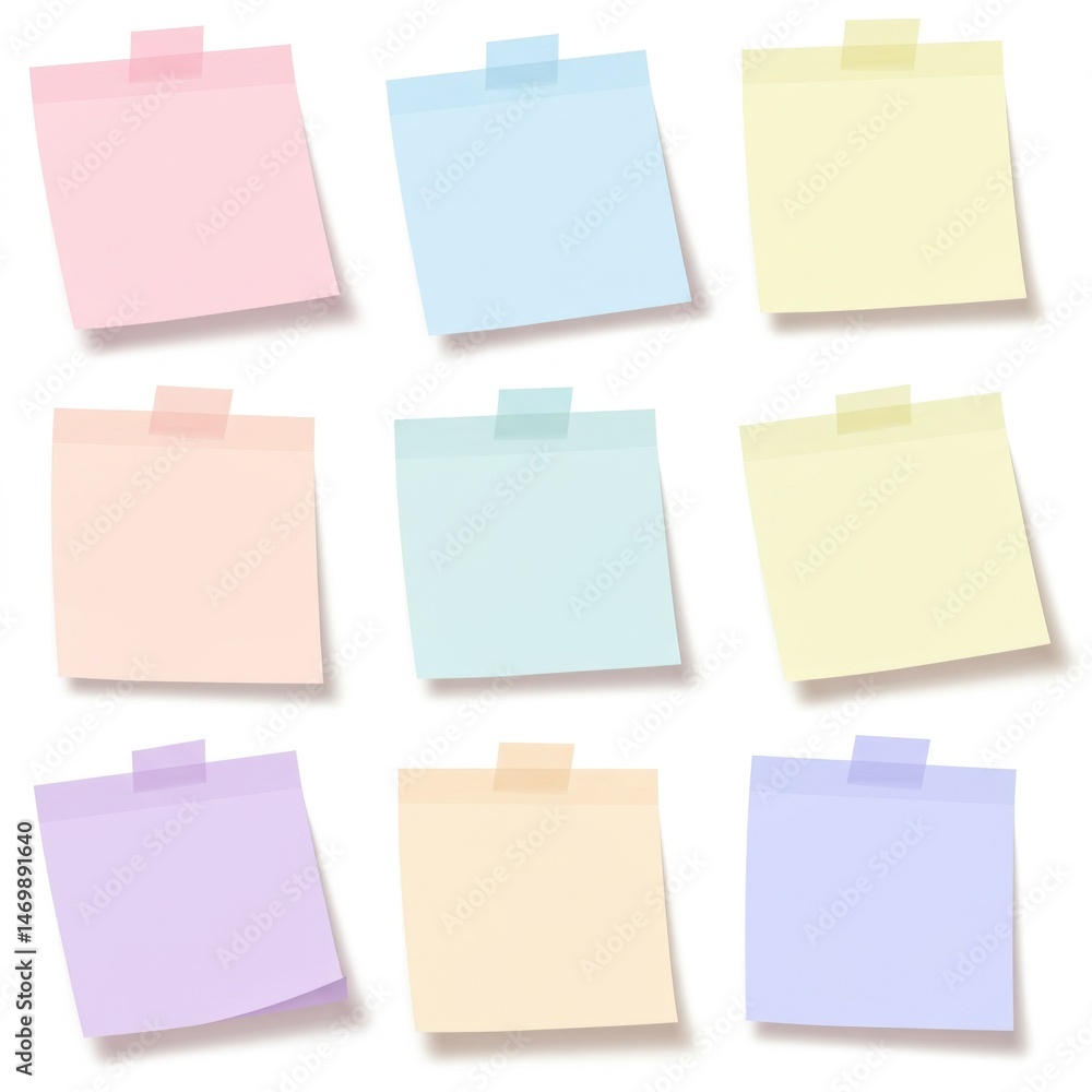 Pastel Colored Sticky Notes Collection Pastel Colored Sticky Notes Collection
