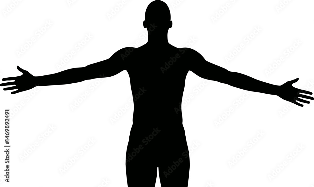 Silhouette of a Person with Open Arms Embracing Freedom and Acceptance Silhouette of a Person with Open Arms Embracing Freedom and Acceptance