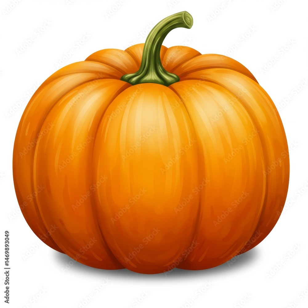 Obraz premium Orange Ripe Pumpkin on White Background