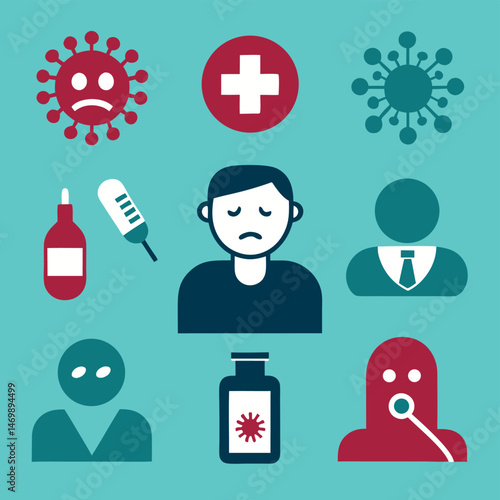 Sickness and Illness Icon Set Collection for Health Awareness