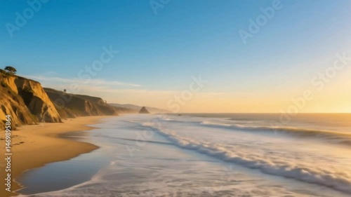 Nature's cold winter snow meets a warm coastal beach sunset sky landscape