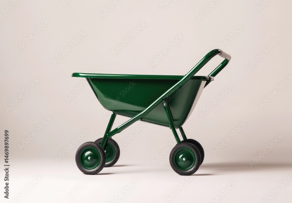 Green garden wheelbarrow on white background Green garden wheelbarrow on white background