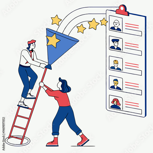 Teamwork striving for employee recognition and achieving high performance goals.