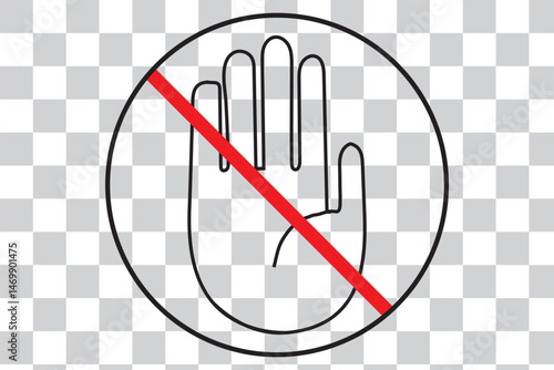 Raised hand icon symbolizing stop or interaction. Stop hand icon. Set of hand hello icons eps 10