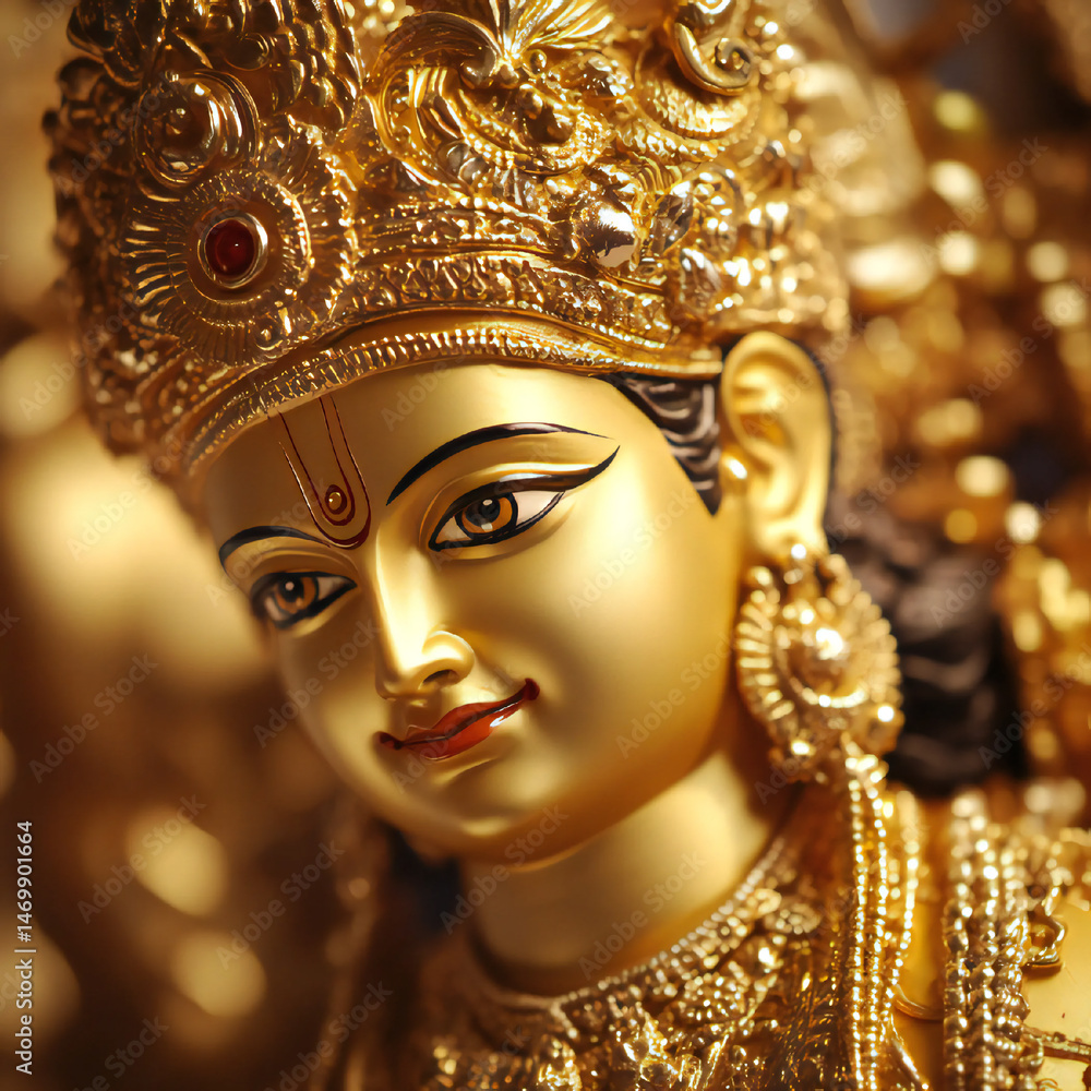 Obraz premium Golden idol of lord Rama.