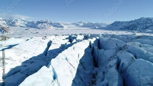 Vast Glacial Landscape with Blue Ice and Snow