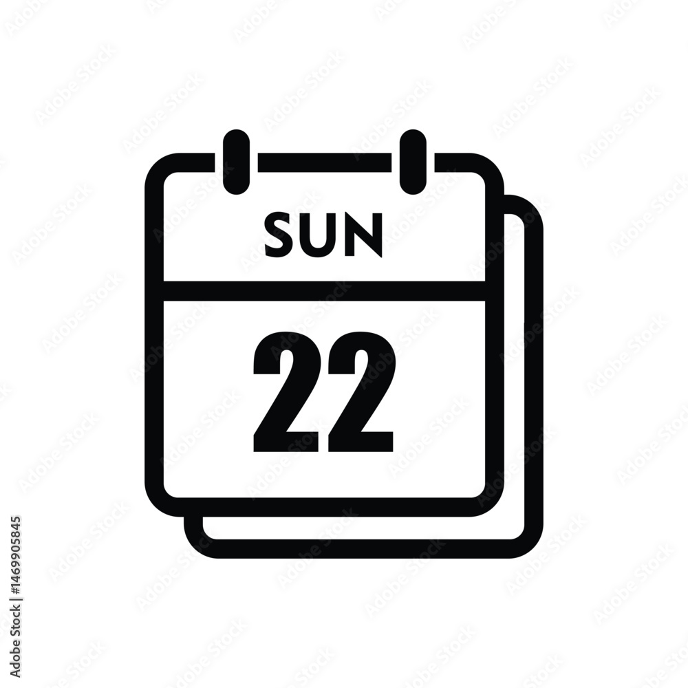calender icon, 22 sunday icon with white background calender icon, 22 sunday icon with white background