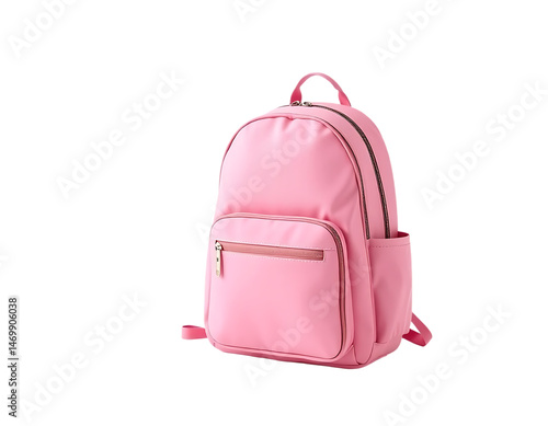 Pink Mini Backpack with Zippered Pockets and Carry Handle