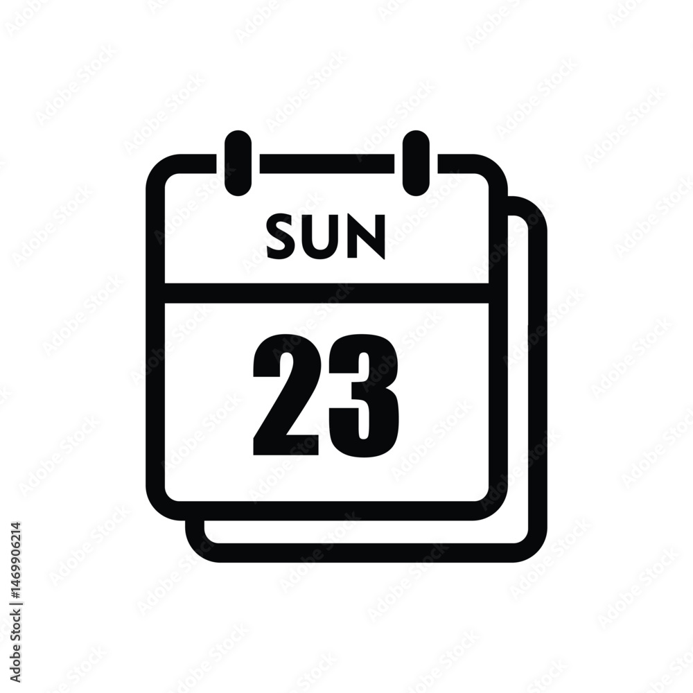 calender icon, 23 sunday icon with white background calender icon, 23 sunday icon with white background