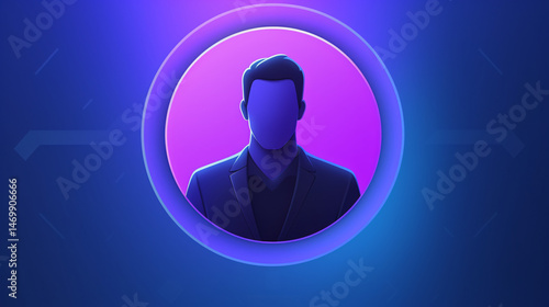 A blank call center user avatar on a purple and blue gradient background, ideal for customer service profiles in digital platforms.

