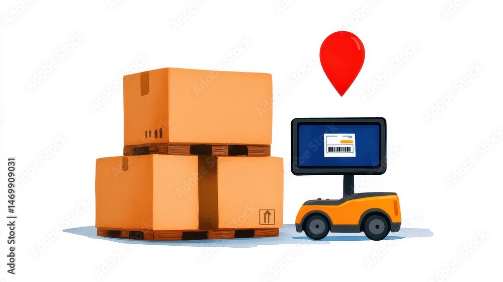 Automated Guided Vehicle Delivers Cardboard Boxes Automated Guided Vehicle Delivers Cardboard Boxes