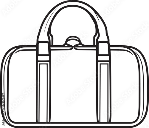 Duffel bag icon, minimalist line art design