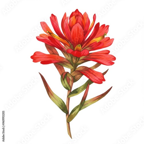 Red Indian Paintbrush Watercolor Painting