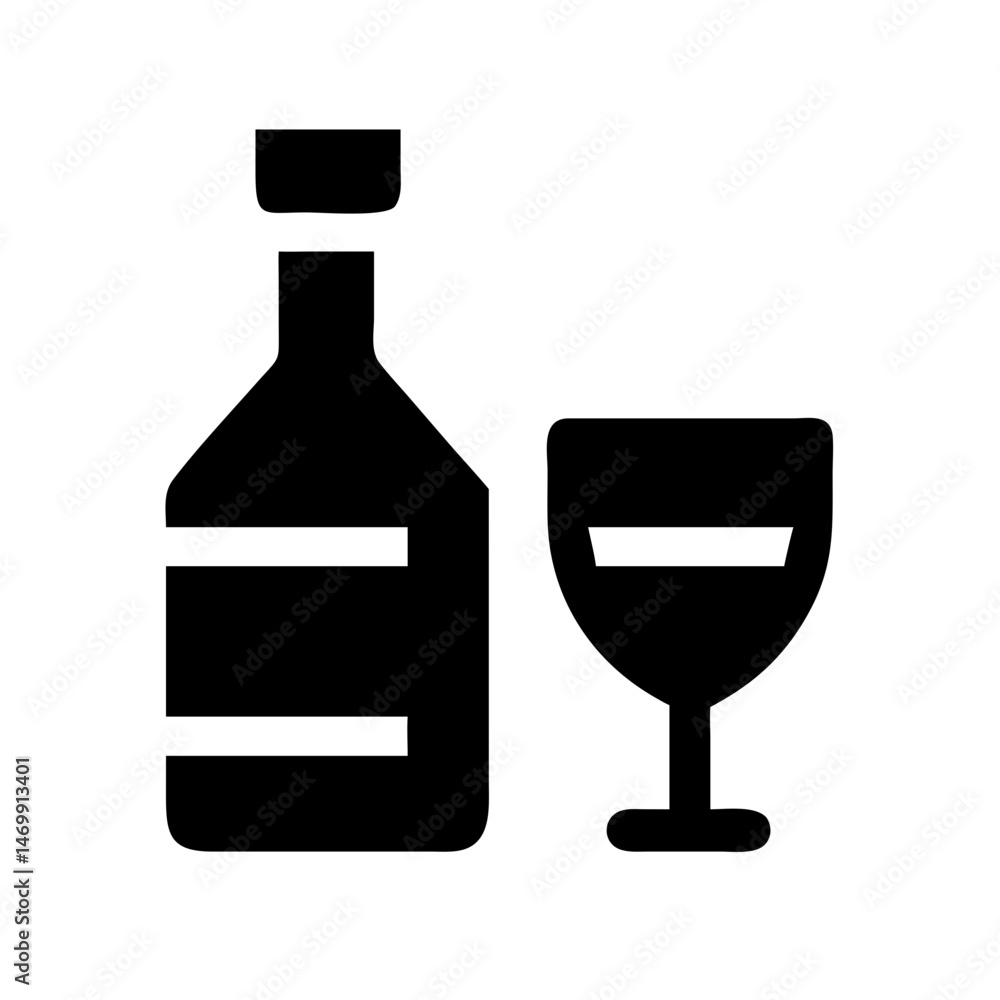 Liquor Glass and Bottle Drink Icon Design Liquor Glass and Bottle Drink Icon Design
