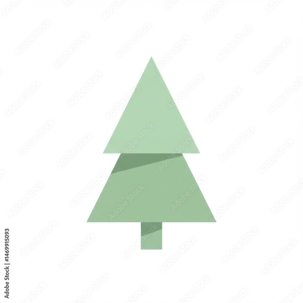 Obraz premium Geometric Pale Green Christmas Tree Illustration