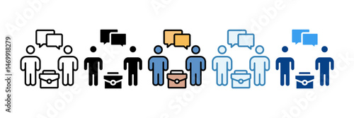 Investor Discussion Icon Set Multiple Style Collection