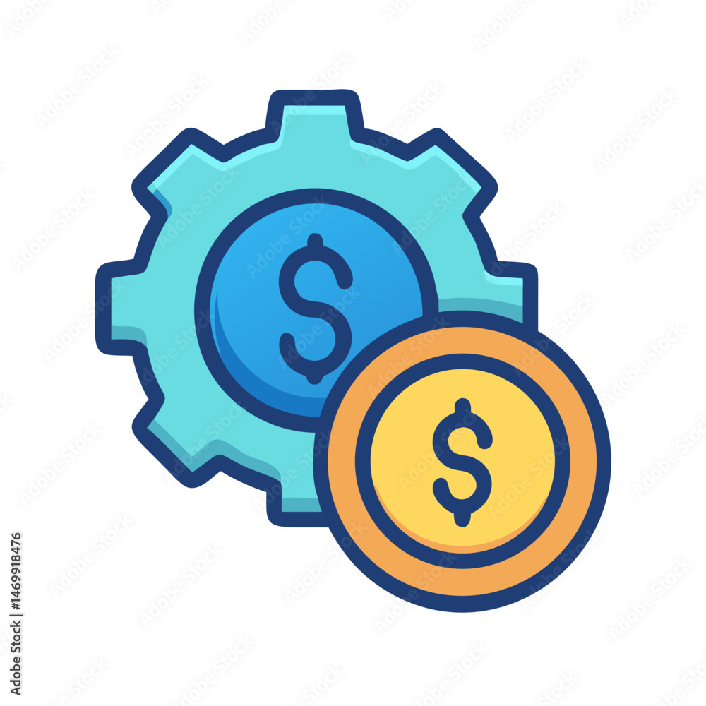 Coin with Settings Gear Finance Icon Design Coin with Settings Gear Finance Icon Design