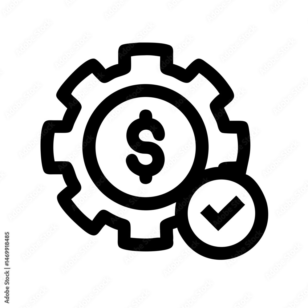 Coin with Settings Gear Finance Icon Design Coin with Settings Gear Finance Icon Design