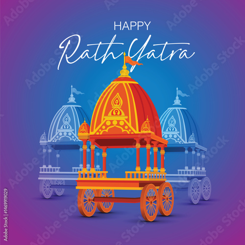 Traditional Indian Rath Yatra Poster Design – Lord Jagannath, Balabhadra, Subhadra