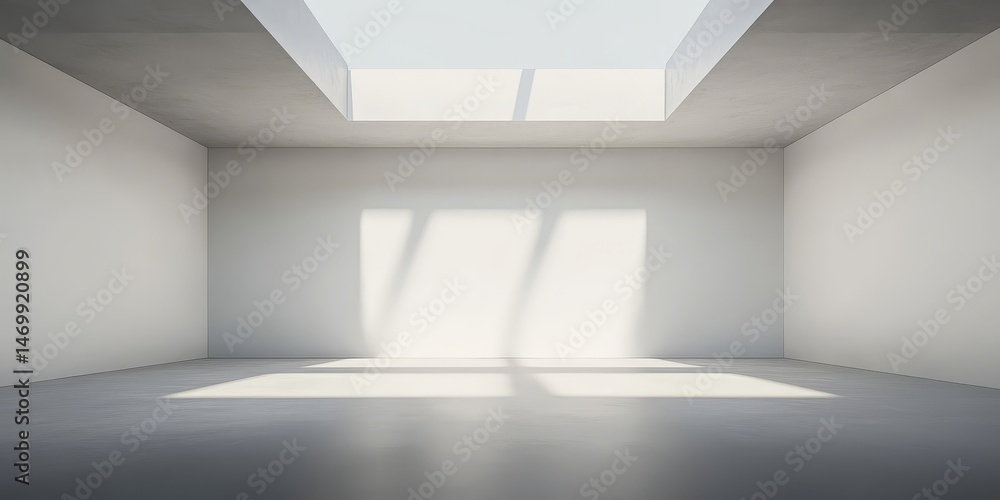Fototapeta premium Empty Room with Skylights and Concrete Floor