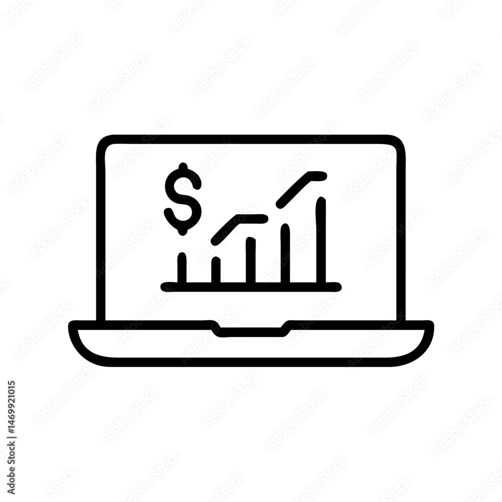 Laptop Finance Report Data Icon Design Laptop Finance Report Data Icon Design