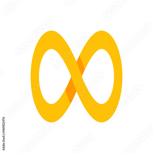 Illustration of a yellow infinity symbol with a slight orange gradient on a white background plain view