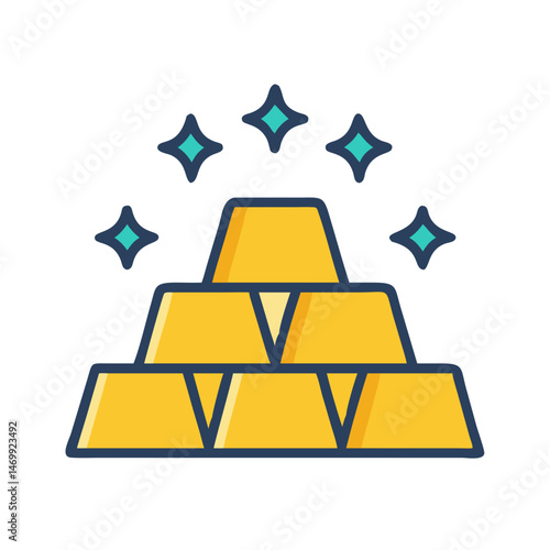 Gold Bullion Wealth Investment Icon Design