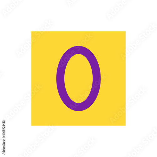 Illustration of a rectangular flag with a yellow background and a purple circle in the center area