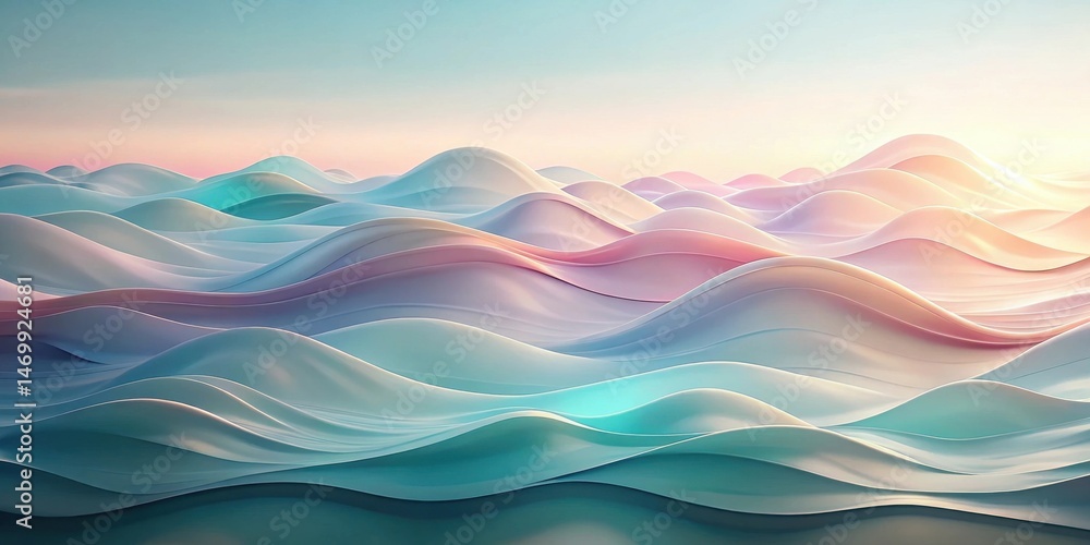 Serene Pastel Undulations A Dreamlike Abstract Landscape of Smooth, Flowing Curves and Gentle Hills Under a Soft, Calm Sky Serene Pastel Undulations A Dreamlike Abstract Landscape of Smooth, Flowing Curves and Gentle Hills Under a Soft, Calm Sky