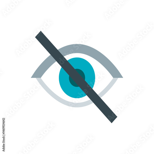 Eye icon with a diagonal line across it representing vision impairment or privacy restrictions symbol