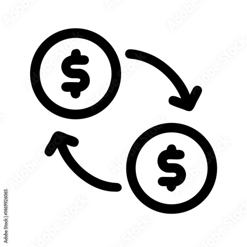 Currency Exchange Rotation Process Icon Design