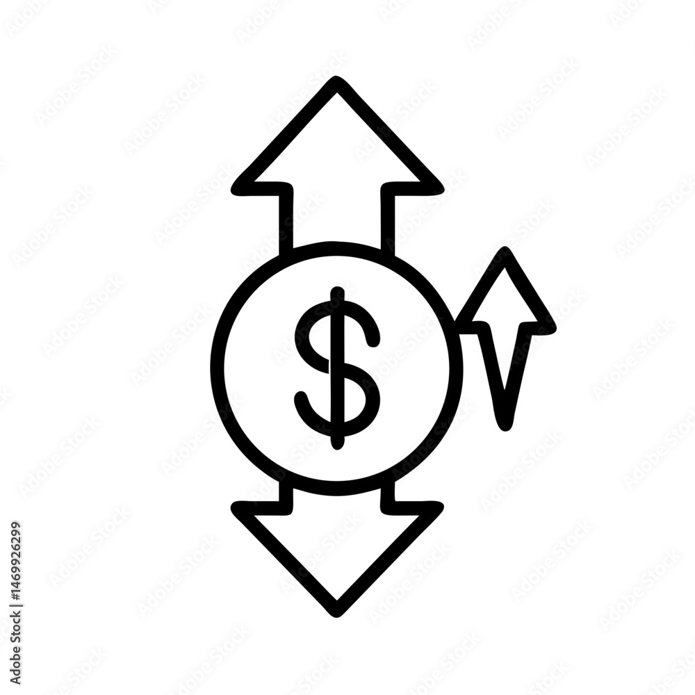 Dollar Currency Growth Direction Icon Design Dollar Currency Growth Direction Icon Design