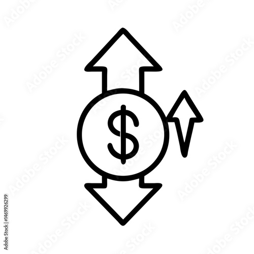 Dollar Currency Growth Direction Icon Design