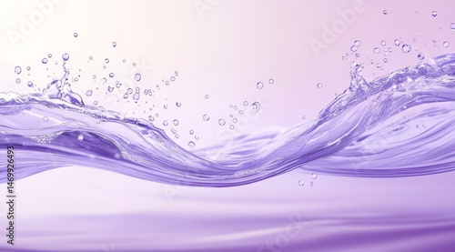 Purple Water Splash with Bubbles