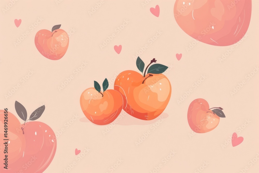 Cute peachy pattern with hearts Cute peachy pattern with hearts