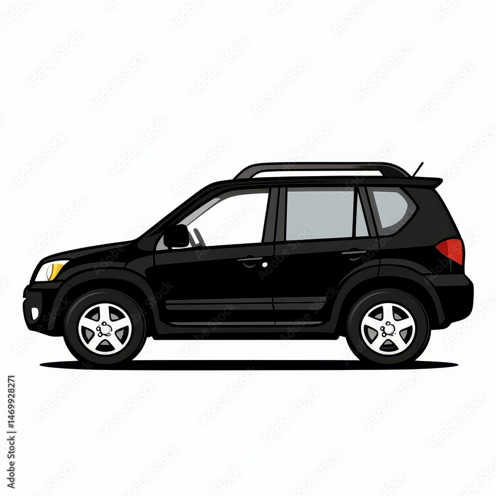 Black SUV Side View Pixel Art Illustration Black SUV Side View Pixel Art Illustration