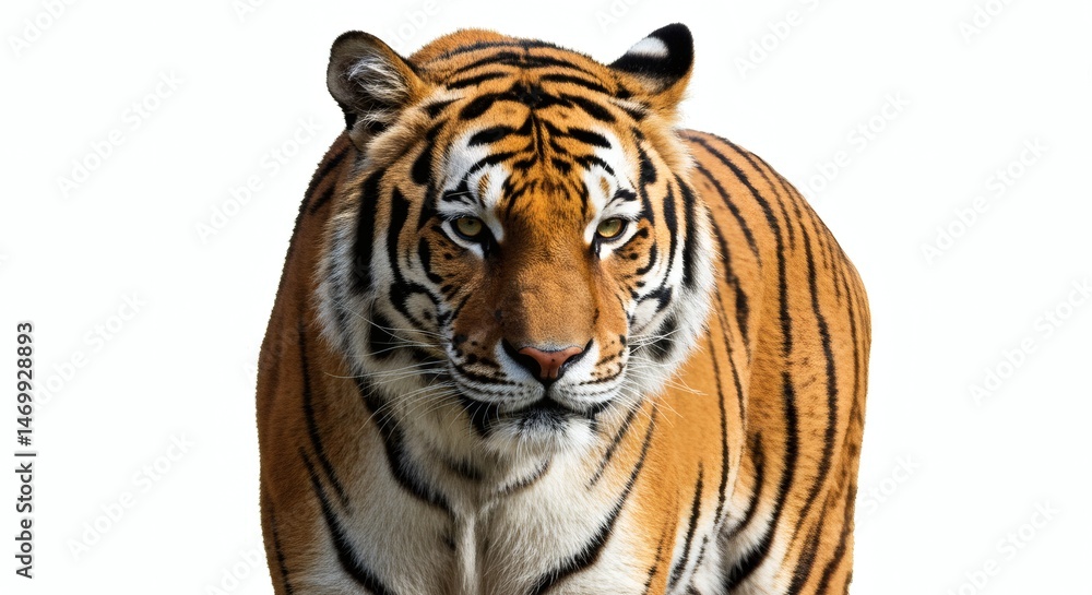 Obraz premium Standing Tiger Portrait with Striking Orange and Black Stripes